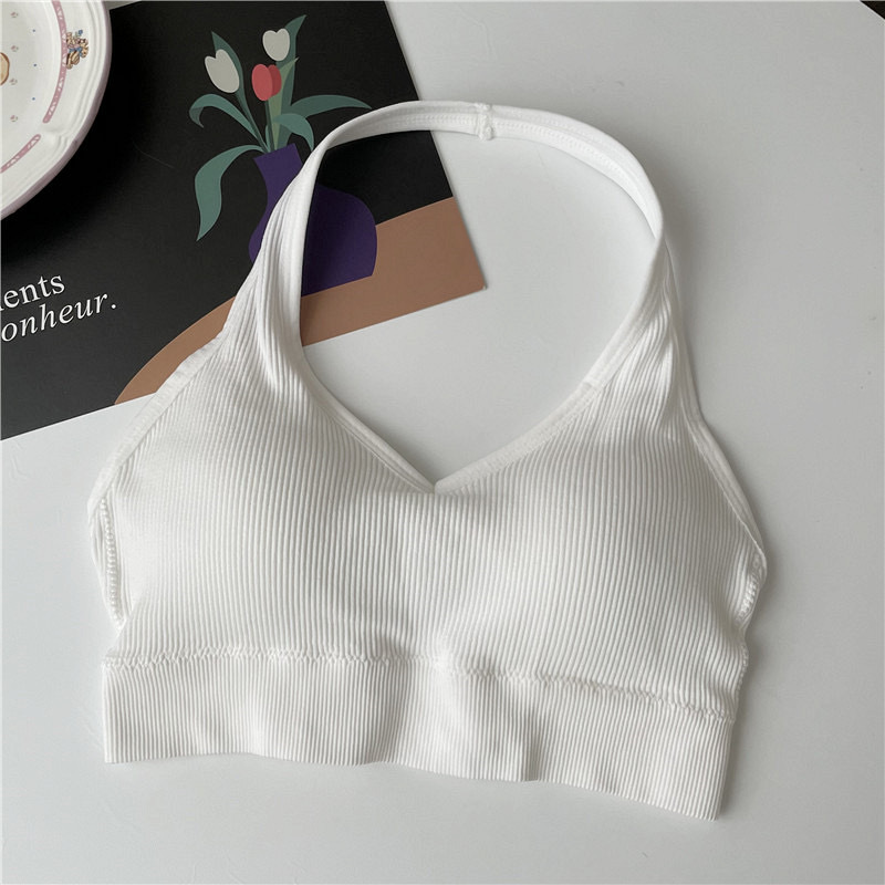 Solid Sport Bra for Women Sexy Halter Backless Tube Top Wome - 图2