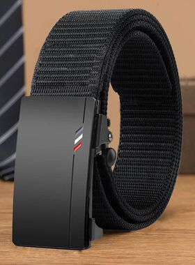 Casual Men's Nylon Belt Woven Canvas Breathable Automatic Bu
