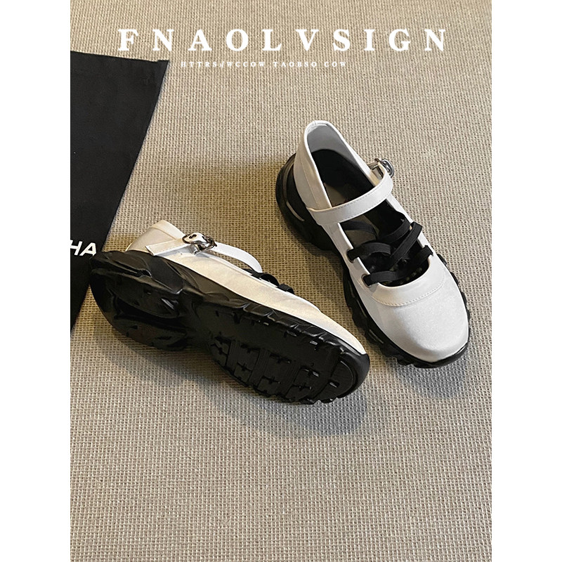 羊皮版~厚底增高芭蕾风玛丽珍鞋女冬季新款交叉弹力带小个子单鞋,淘宝优惠券,粉丝福利购,淘宝优惠卷