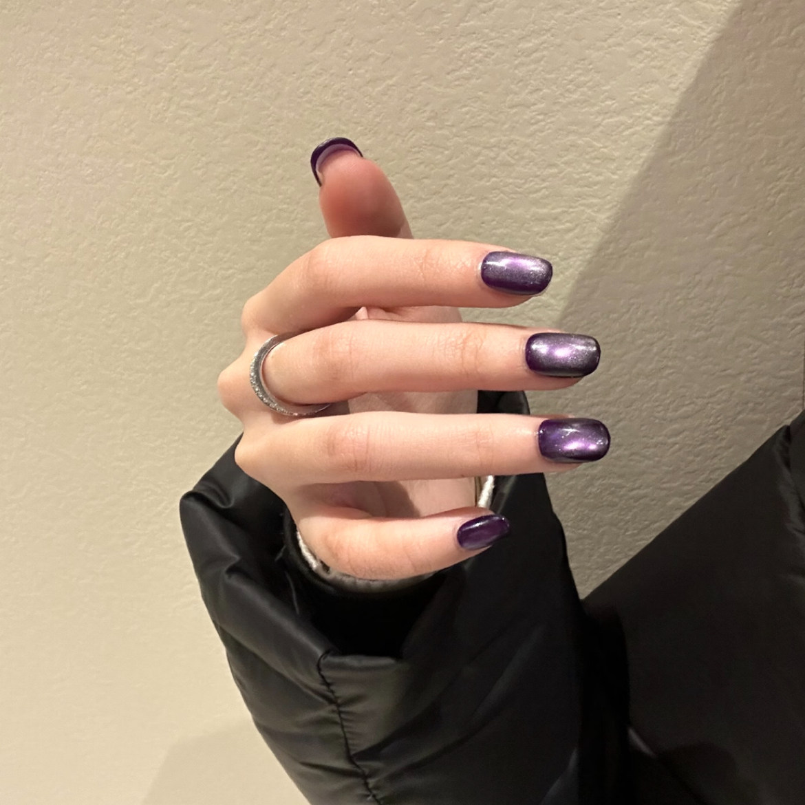 【紫宸】网红同款显白高级紫光猫眼玻璃珠手工穿戴甲日常短款美甲,淘宝优惠券,粉丝福利购,淘宝优惠卷