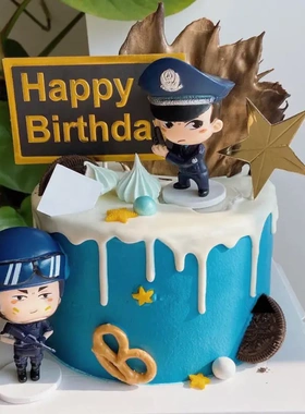 Q版警察盲盒特警女警交警人偶公仔手办蛋糕烘焙装饰品摆件模型