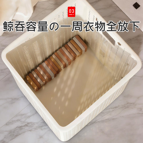 日本浴室柜下脏衣篓家用脏衣服收纳筐带轮推车杂物置物架储物筐子 - 图1