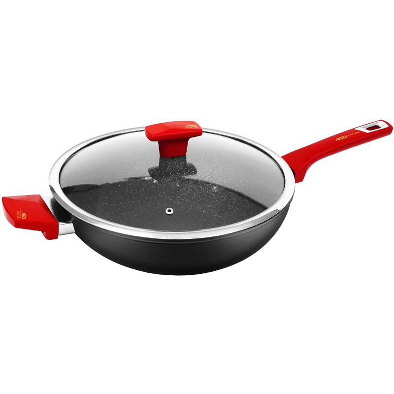 爱仕达魔晶石不粘锅家用炒锅麦饭石炒菜锅平底锅燃气通用CL32V7Q