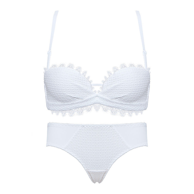 白色半杯聚拢无钢圈夏季肩带文胸 多情猫文胸