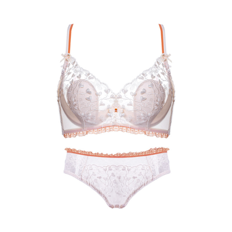 夏季大胸显小超薄软钢圈上托内衣 多情猫文胸