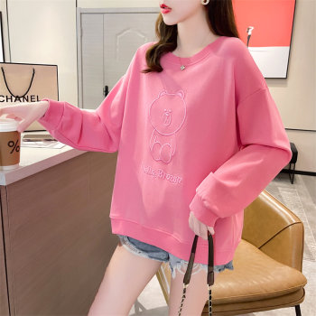 2023 new ins sweatshirt round neck cartoon loose Korean style street bear design niche bf lazy top