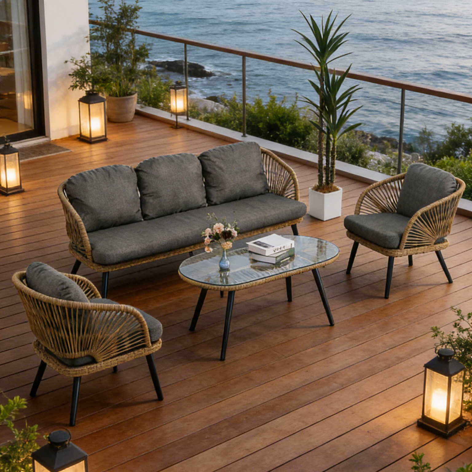 户外休闲家具室外滕沙发庭院防水座椅露台花园铝合金藤编桌椅组合,淘宝优惠券,粉丝福利购,淘宝优惠卷