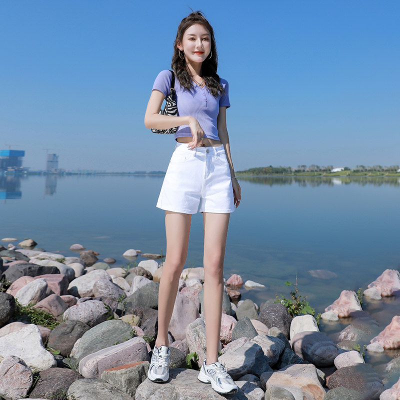 白色牛仔2022年新款夏季韩版短裤 蓝瑟牛仔裤