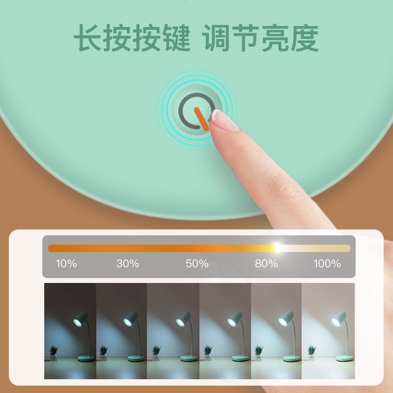 雅格小台灯护眼书桌学生宿舍学习专用充电插电两用式led卧室床头 - 图2