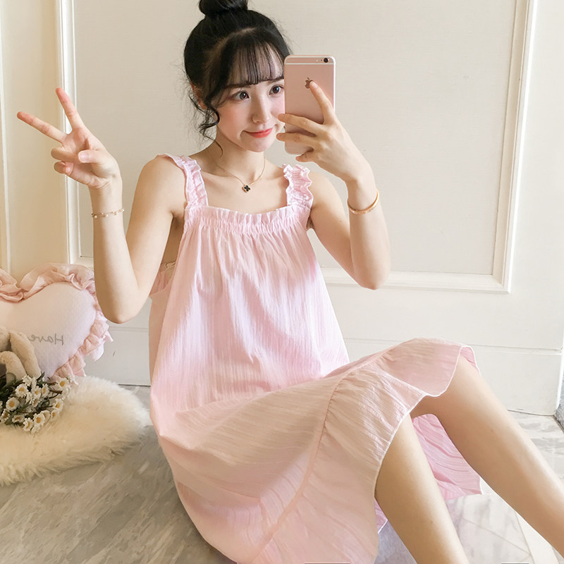 夏季纯棉性感吊带韩版清新连衣裙子 尤蓓睡裙