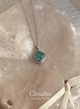 Cloudss「小方糖」帕拉伊巴色芬达色高碳钻s925纯银项链