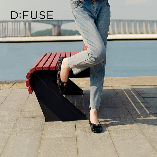 DFuse迪芙斯小香风蝴蝶结方头芭蕾鞋女翘头复古单鞋DF33111220 - 图1