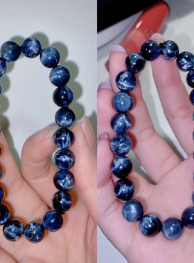 彼得石手链猫眼石手串情侣深蓝色猫眼暴风雨宝石地球纹虎睛玉