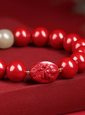 朱砂手串官方旗舰店正品普贤文殊菩萨本命佛手链男女款本命年礼物