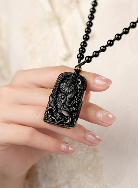 吉照堂黑曜石钟馗吊坠本命年女