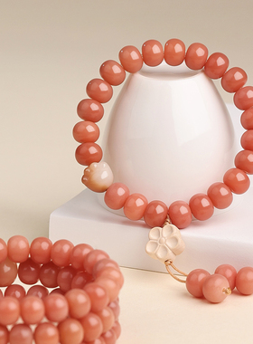 吉照堂正品粉菩提手串男女款文玩圆珠佛珠盘玩手链送男女朋友礼物