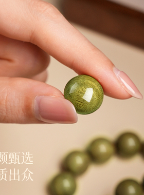 天然绿檀木手串男士手把件饰品女