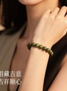 天然绿檀木手串男士手把件饰品女