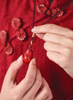 吉照堂真品朱砂小貔貅吊坠