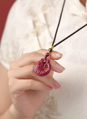 朱砂吊坠富贵鱼项链锦鲤男女挂坠