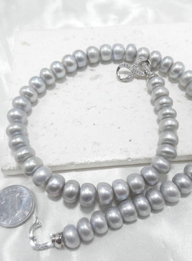 天然珍珠灰色淡水养殖高雅女项链