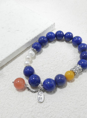 天然石手链原创设计蜜蜡碧玉南红