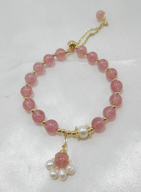 天然石水晶手链淡水可拉伸紫锂辉