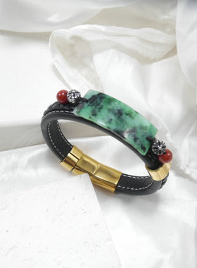 女天然石原创设计手链草莓晶松石