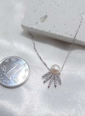 通体银女士爱心流苏项链小巧精致