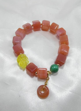 天然石原创设计风蜜蜡红色碧玺