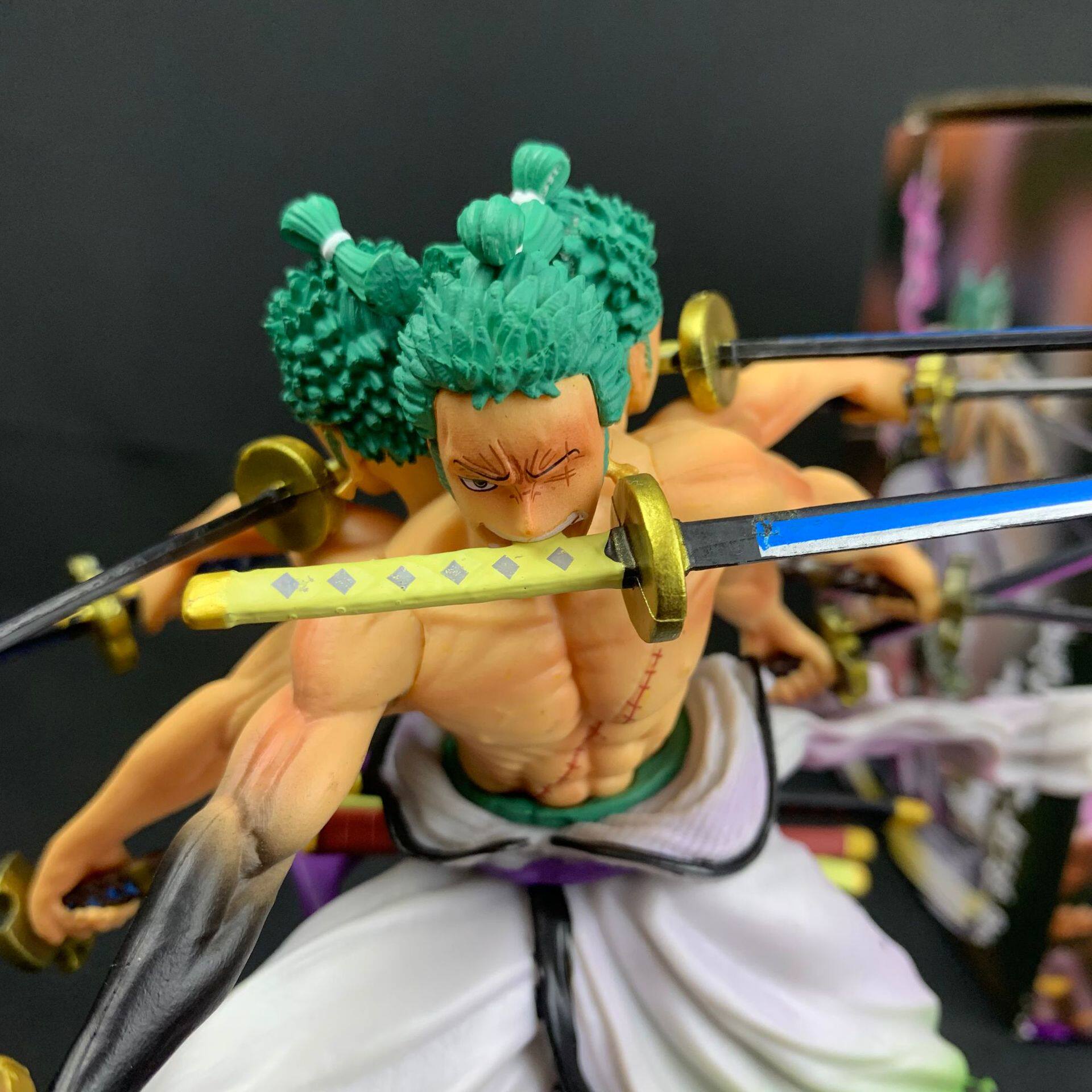 mrj阿修罗索隆鬼岛九刀流和服索隆手办三头六臂gk 可发光模型摆件