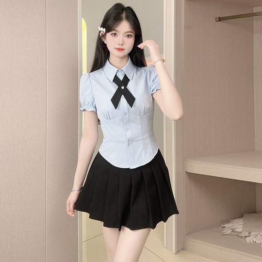 French retro style versatile slimming long-sleeved shirt for women