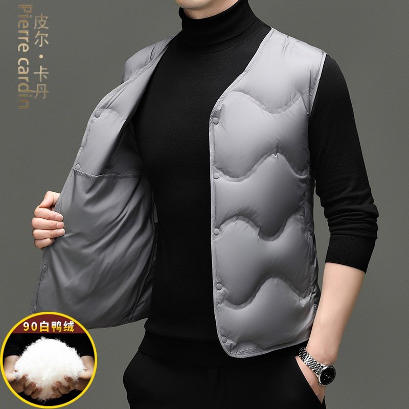 皮尔卡丹白鸭绒羽绒服马甲男士冬季加厚保暖外套休闲无袖羽绒背心,淘宝优惠券,粉丝福利购,淘宝优惠卷