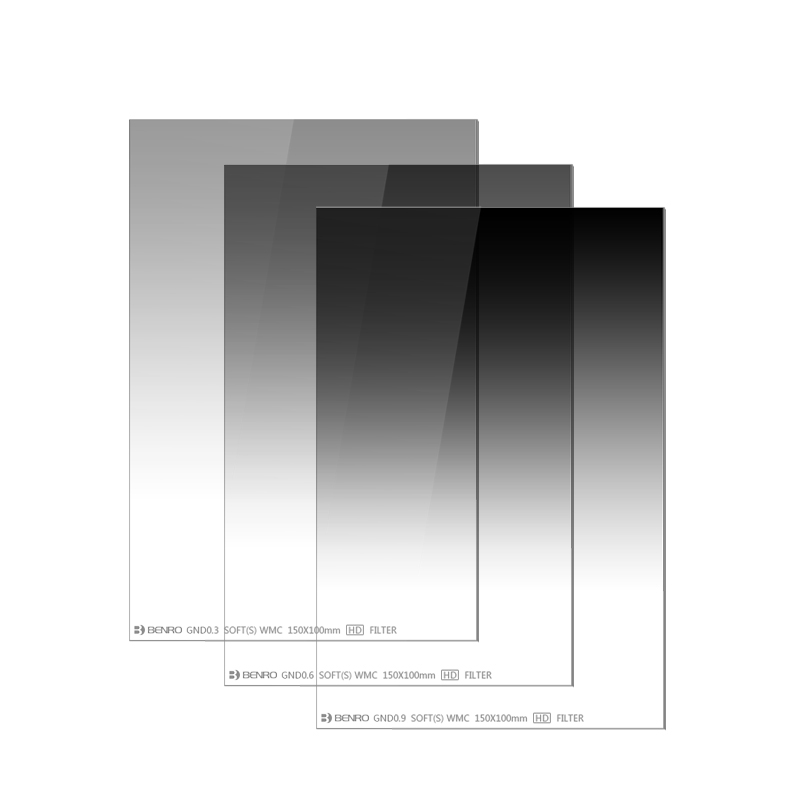 百诺（Benro）GND方形插片 100mmx150mm 0.3  0.6 0.9 中灰密度镜软渐变滤镜 - 图0