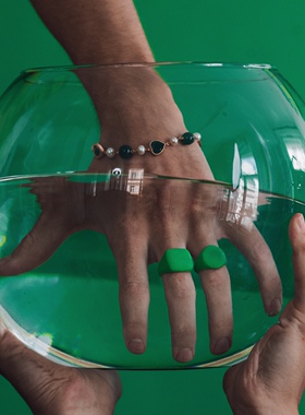 VEERT Green Enamel Square Signet Ring 戒指