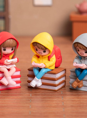 微景观手工可爱塑料书包摆件