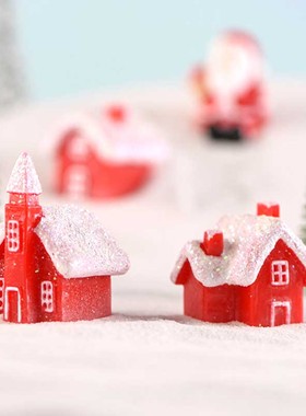 盆栽手工房子红色蛋糕建筑小饰品