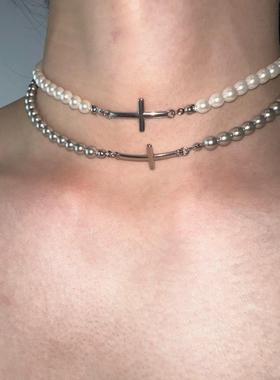 简约基础款十字钛钢项链