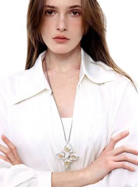 乌托邦系列原装银色大项炼，时尚多用途长毛衣炼