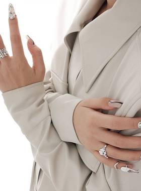 戒指穿戴甲流动液手工暗黑风金属指甲戒指可拆甲穿戴甲戒指指尖穿