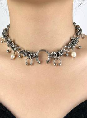 potato潮酷中性朋克风项炼男女小众设计感马蹄环