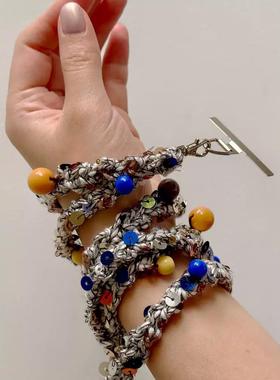 《彩球麻花》编织混线串珠手机挂绳手机炼斜挎