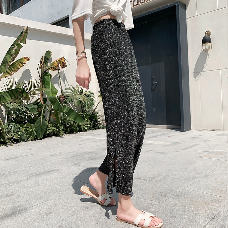 亮片阔腿裤女夏2020新款高腰 伊索芙休闲裤
