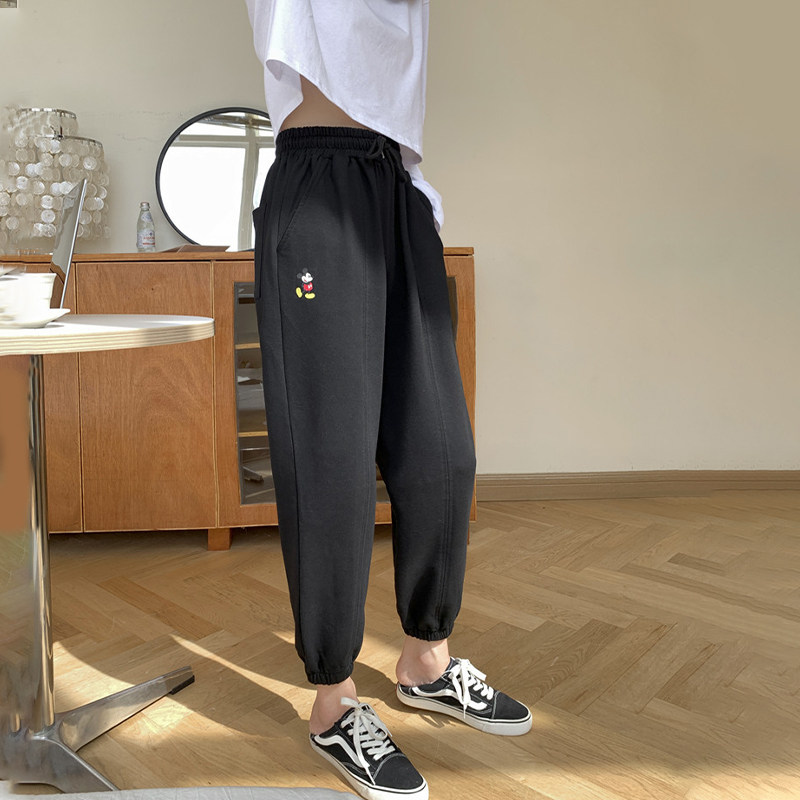 2020新款灰色秋季纯棉宽松潮运动裤 伊索芙休闲裤