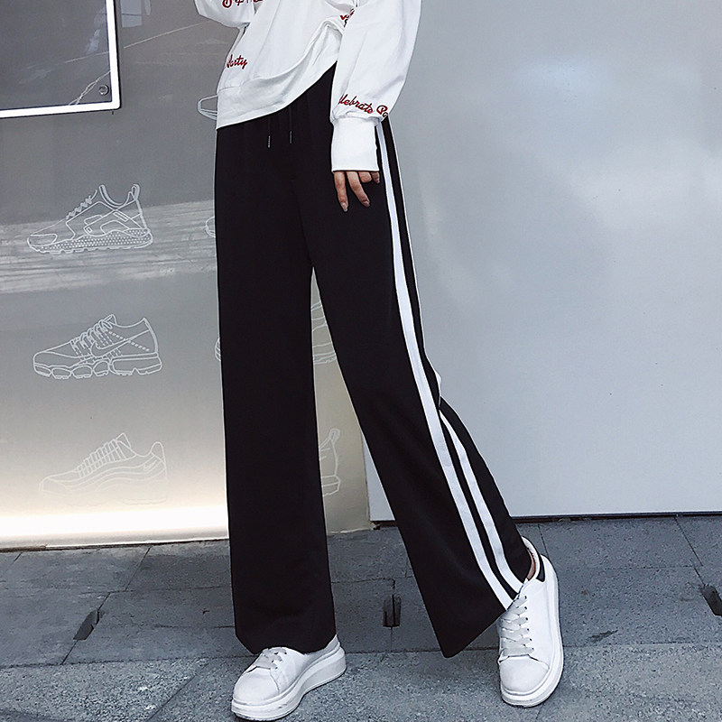 运动女高腰垂感春秋超火cec阔腿裤 伊索芙休闲裤