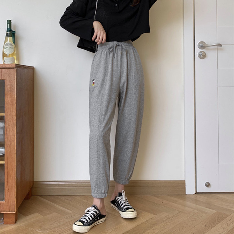 2020新款灰色秋季纯棉宽松潮运动裤 伊索芙休闲裤