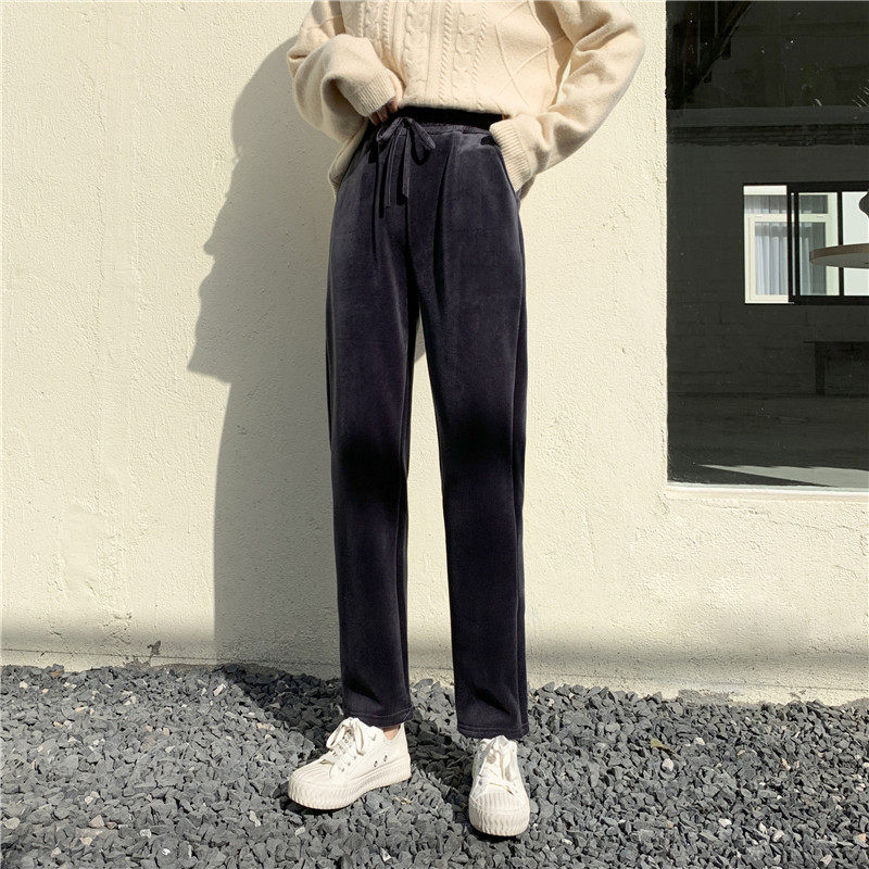 雪尼尔加厚老爹加绒2020年烟管裤 伊索芙休闲裤