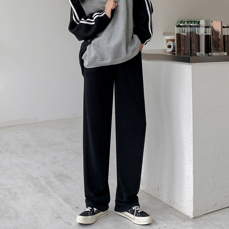 灰色秋季宽松直筒高腰垂感阔腿裤 伊索芙休闲裤