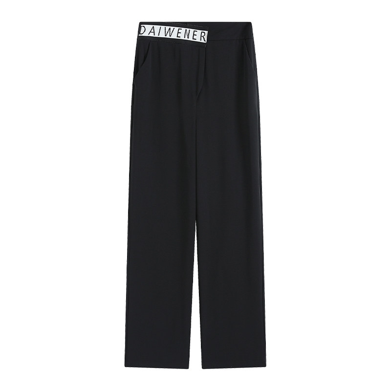 字母腰西装裤宽松直筒高腰女裤子 伊索芙休闲裤