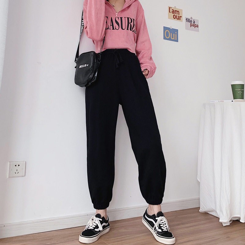 运动裤春秋宽松休闲显瘦灰色女裤子 伊索芙休闲裤